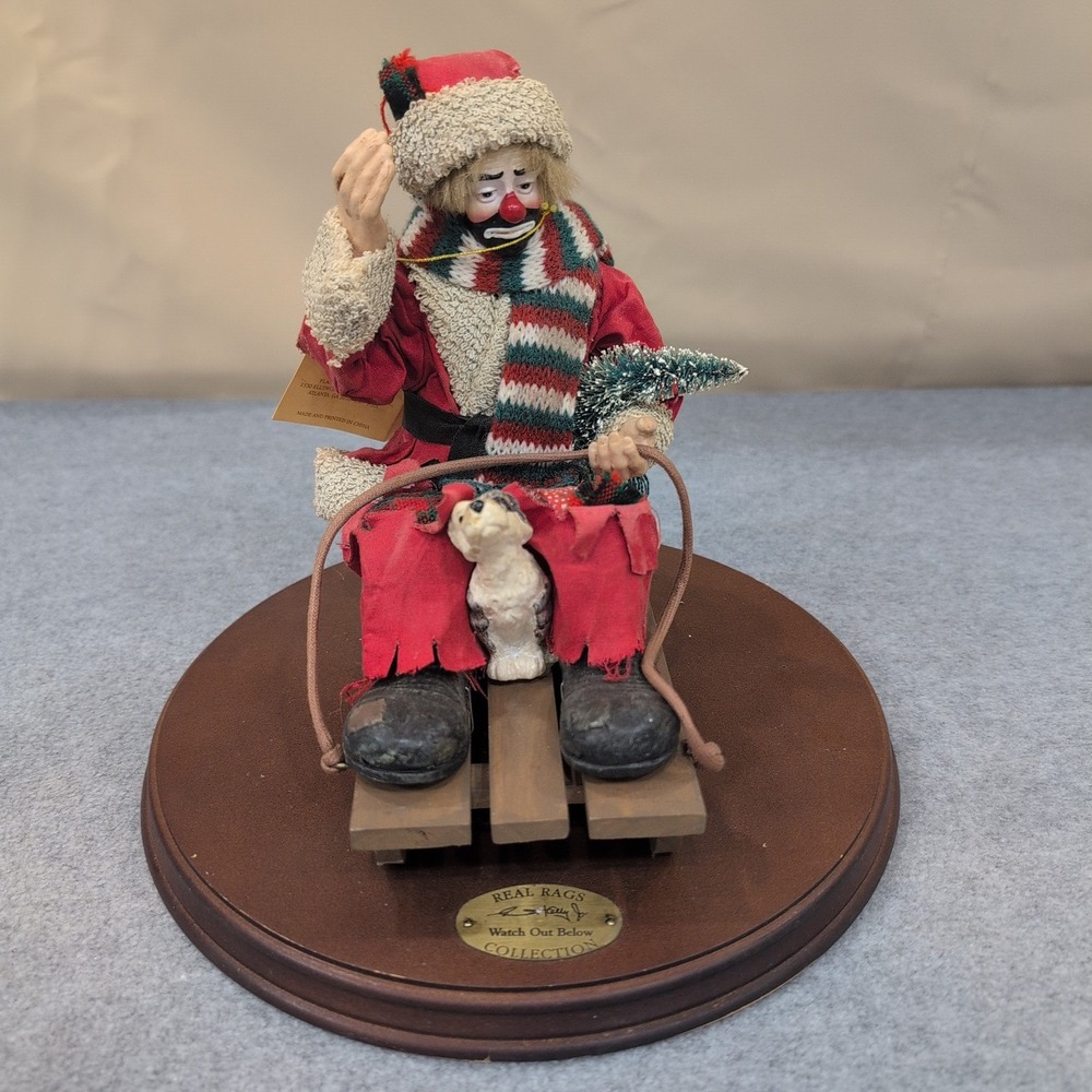 Emmett Kelly Jr REAL RAGS Watch Out Below Collection Clown Christmas Figurine - Picture 1 of 12